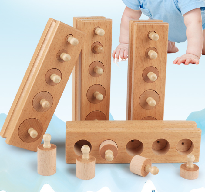 Bộ Hình Trụ Có Núm Montessori Mini